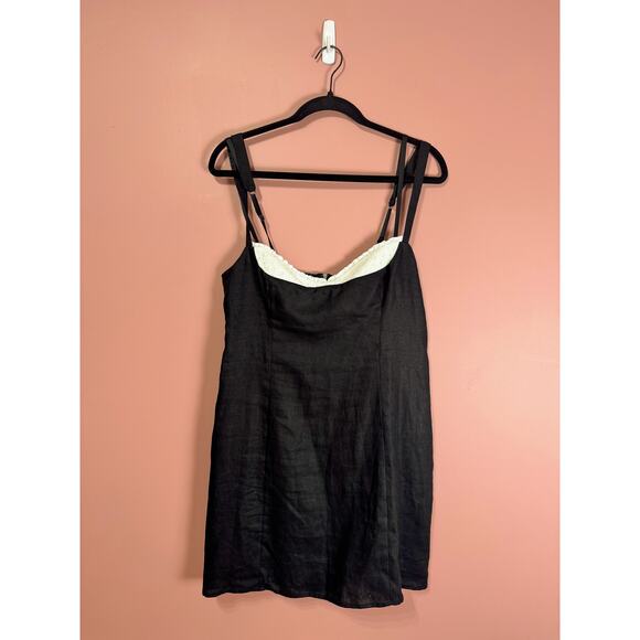 Reformation Lovella Linen Dress in Black Size 10 - Picture 2 of 7